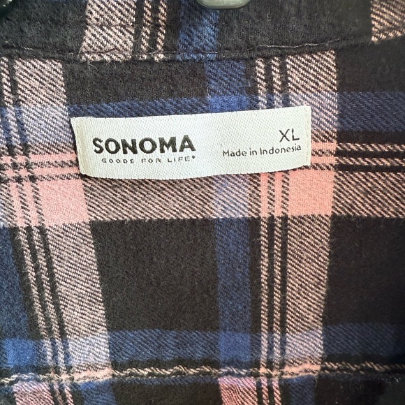 Sonoma Men's XL Plaid Flannel Button-Up Shirt Multicolor Casual - Picture 3 of 4